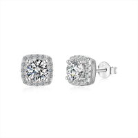 [Aethel]Classic Round Center Stone Stud Earrings