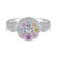 [Aethel]Delicate Colorful Round Cut Flower Shape Wedding Ring