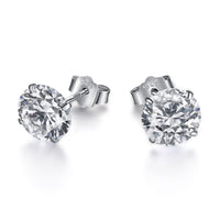 [Aethel]Stylish Shiny Round Center Stone Stud Earrings