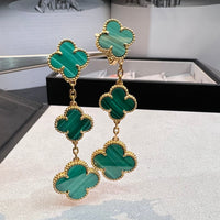 [Aethel]CLOVER MALACHITE 3 MOTIFS GOLD