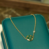 [Aethel]SUN MALACHITE 1 DIAMOND PINK GOLD BRACELET