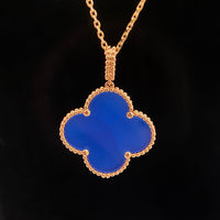 [Aethel]CLOVER 25MM NECKLACE TURQUOISE ROSE GOLD