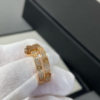 [Aethel]LOVE DIAMOND PINK GOLD HOOP EARRINGS