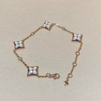 [Aethel]STAR 4 MOTIF MOP DIAMOND PINK GOLD BRACELET