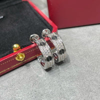 [Aethel]LOVE CERAMIC DIAMOND PAVED SILVER EARRINGS