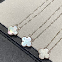 [Aethel]CLOVER MEDIUM SILVER WHITE MOP NECKLACE