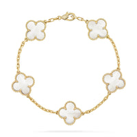 [Aethel]CLOVER  5 MOTIF WHITE MOP BRACELET