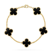 [Aethel]CLOVER  5 MOTIFS BLACK ONYX BRACELET