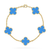 [Aethel]CLOVER 5 MOTIFS BLUE AGATE BRACELET