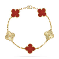 [Aethel]CLOVER  5 MOTIFS CARNELIAN GOLD BRACELET