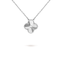 [Aethel]CLOVER 15MM LASER NECKLACE SILVER