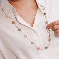 [Aethel]CLOVER 20 MOTIFS DARK MOP DIAMOND  NECKLACE