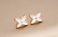 [Aethel]JEUX DE WHITE MOP ROSE GOLD DIAMOND EARRINGS