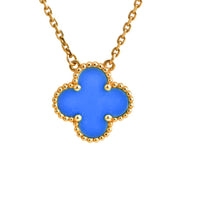 [Aethel]CLOVER 15MM BLUE AGATE NECKLACE