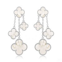 [Aethel]CLOVER EARRINGS WHITE MOP 4 MOTIFS SILVER