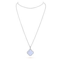 [Aethel]CLOVER SILVER CHALCEDONY BIG CLOVER NECKLACE